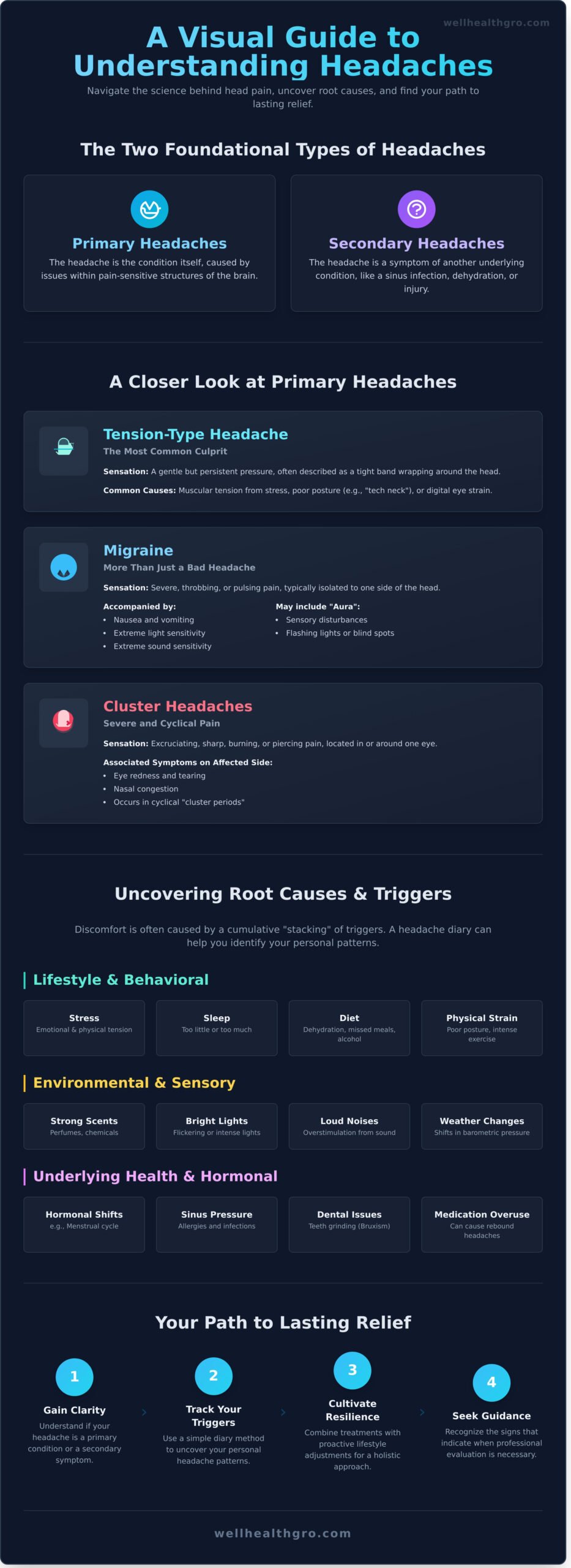 Understanding Headaches: A Guide to Types, Causes, and Holistic Relief - Infographic